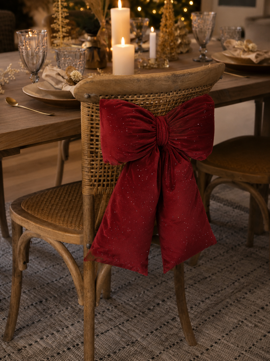 Rosett i velour med glitter 50x40 cm - Cherry - 2