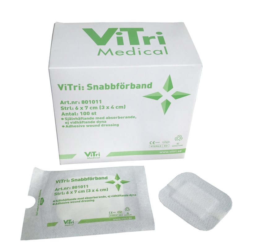 Självhäftande absorberande sårförband med dyna 6 x 7 cm,  ViTri - 2