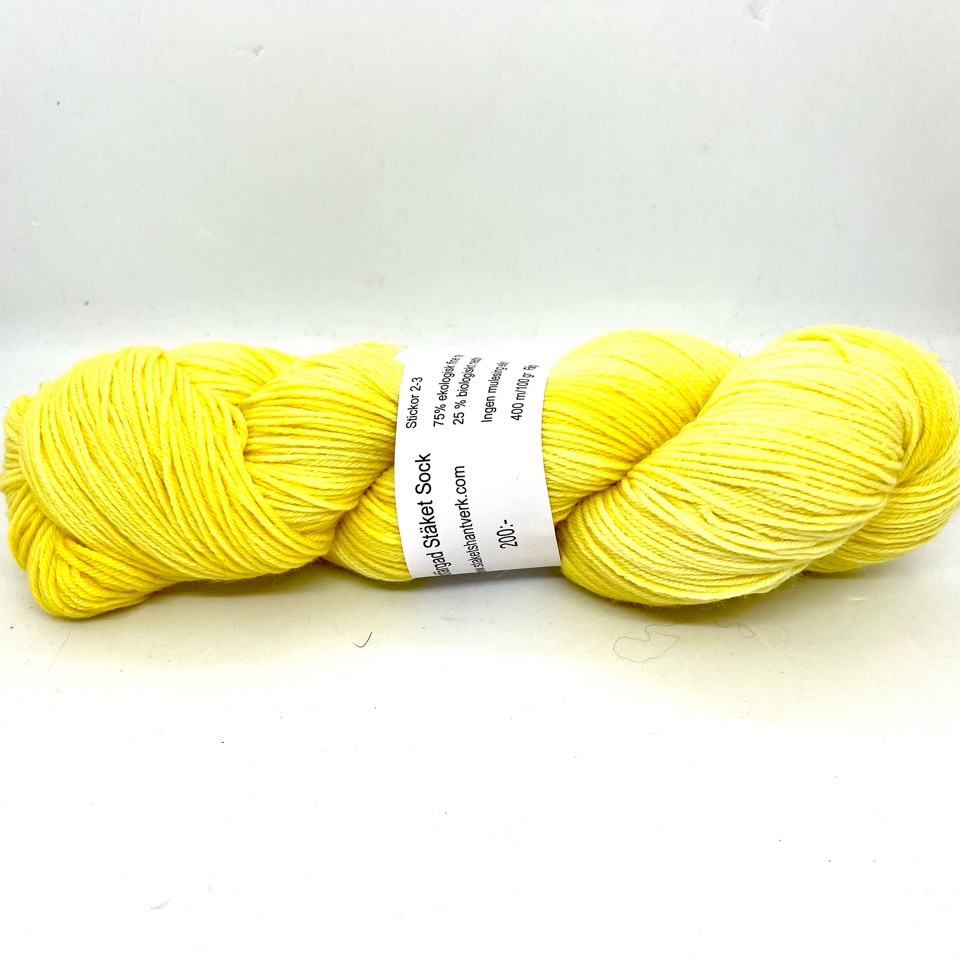 Handfärgad Stäket Sock gul
