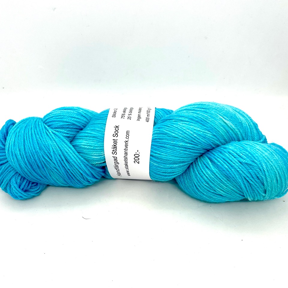 Handfärgad Stäket Sock turkos