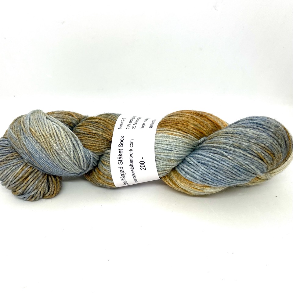 Handfärgad Stäket Sock ljusblå/rostbrun