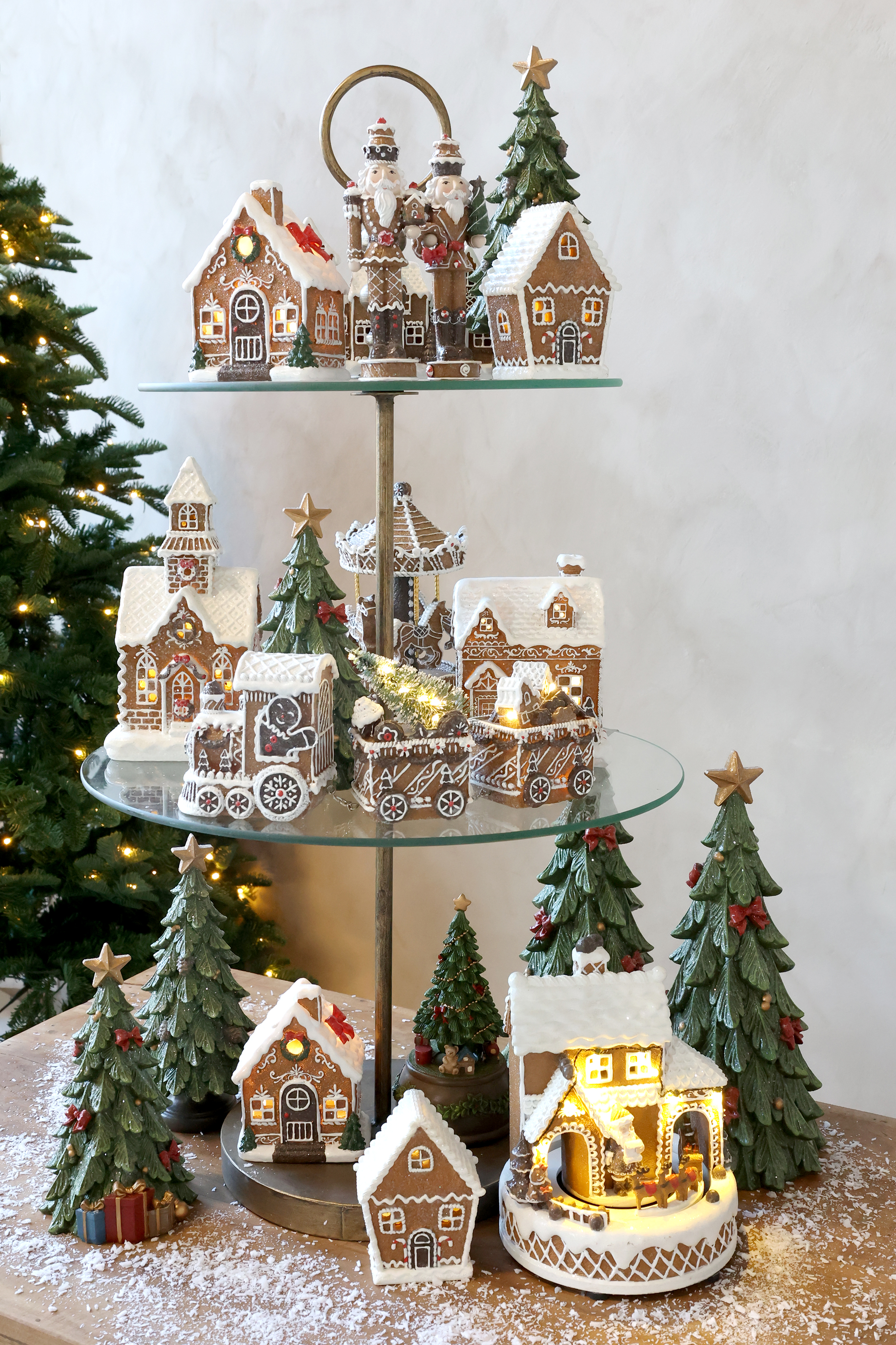Pepparkakshus med ledbelysning - 13x10 cm - 7