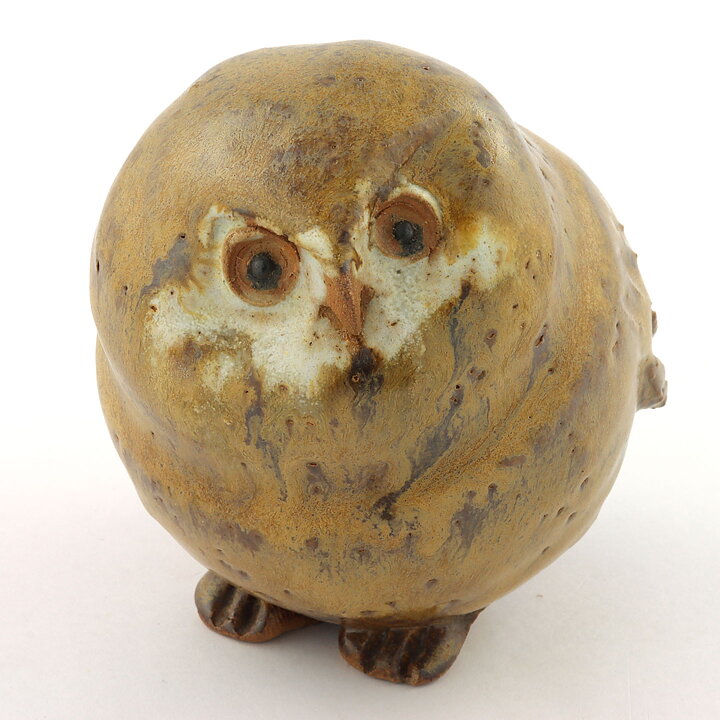 Gunnar Hansson (1960s) Round Owl Stoneware Figurine 10 cm