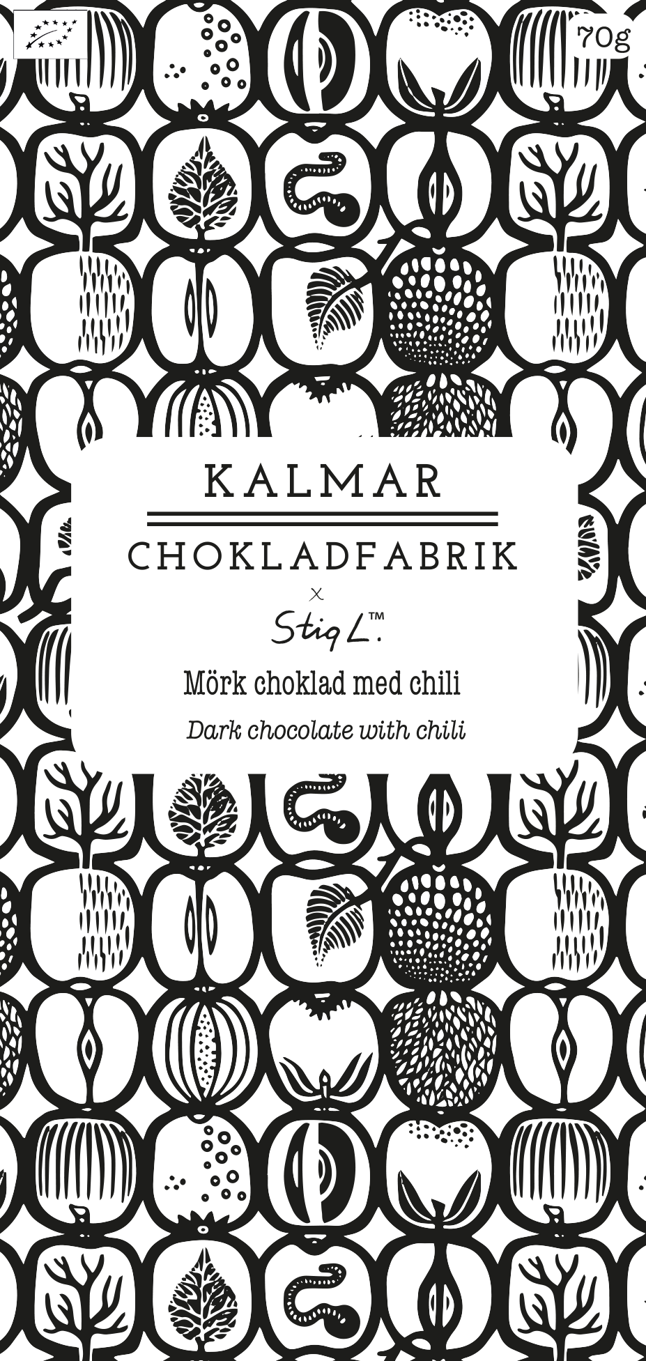 Stig Lindberg 'Fruktlåda' - Ekologisk Mörk choklad 70% med chili
