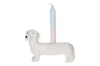 Dachshund candleholder white