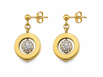 Earrings golden Hematite & crystalls