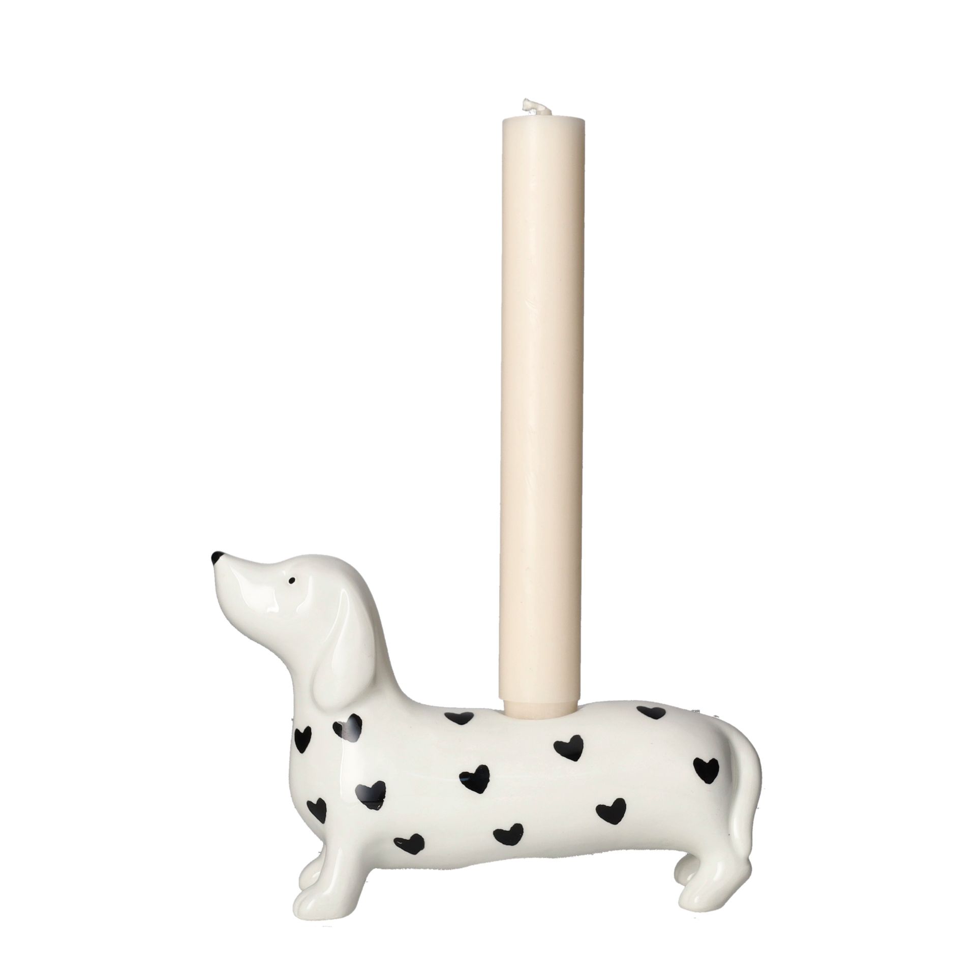 Dachshund candleholder white