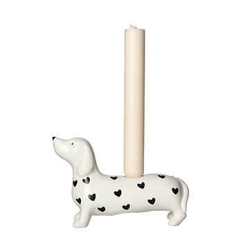 Dachshund candleholder white