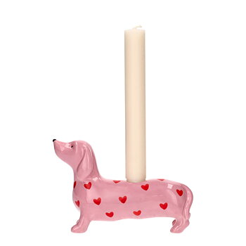 Dachshund candleholder pink