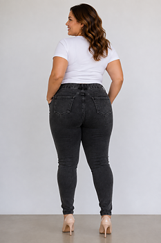 Jeggings med fickor, svart 