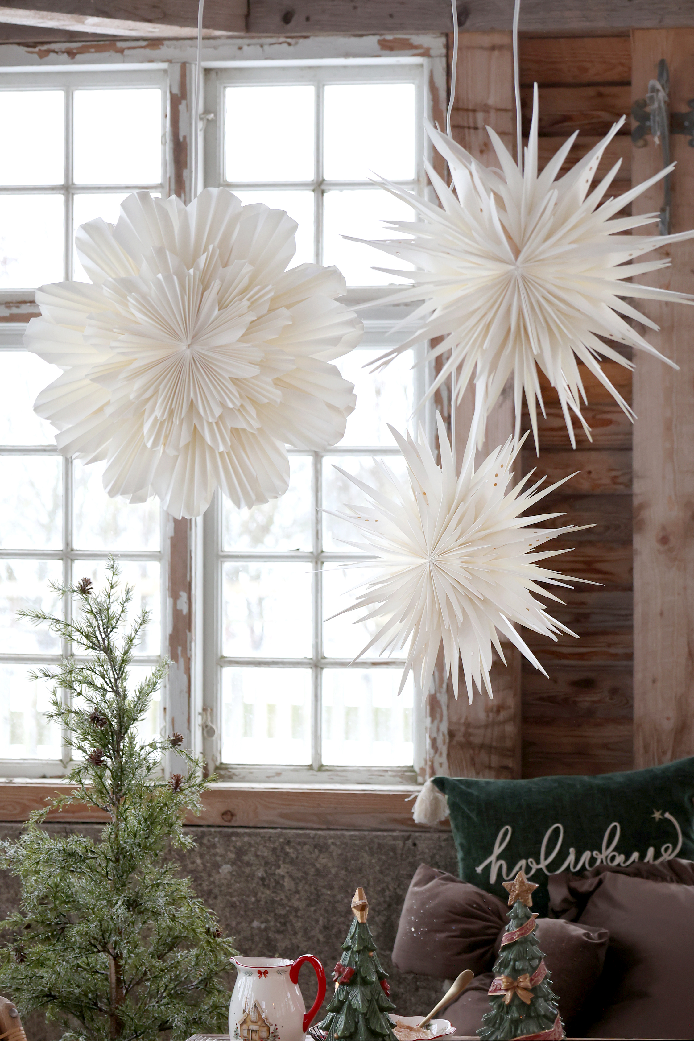 Handgjord Vit Adventsstjärna Stjärna Blomma 40 cm  - 3
