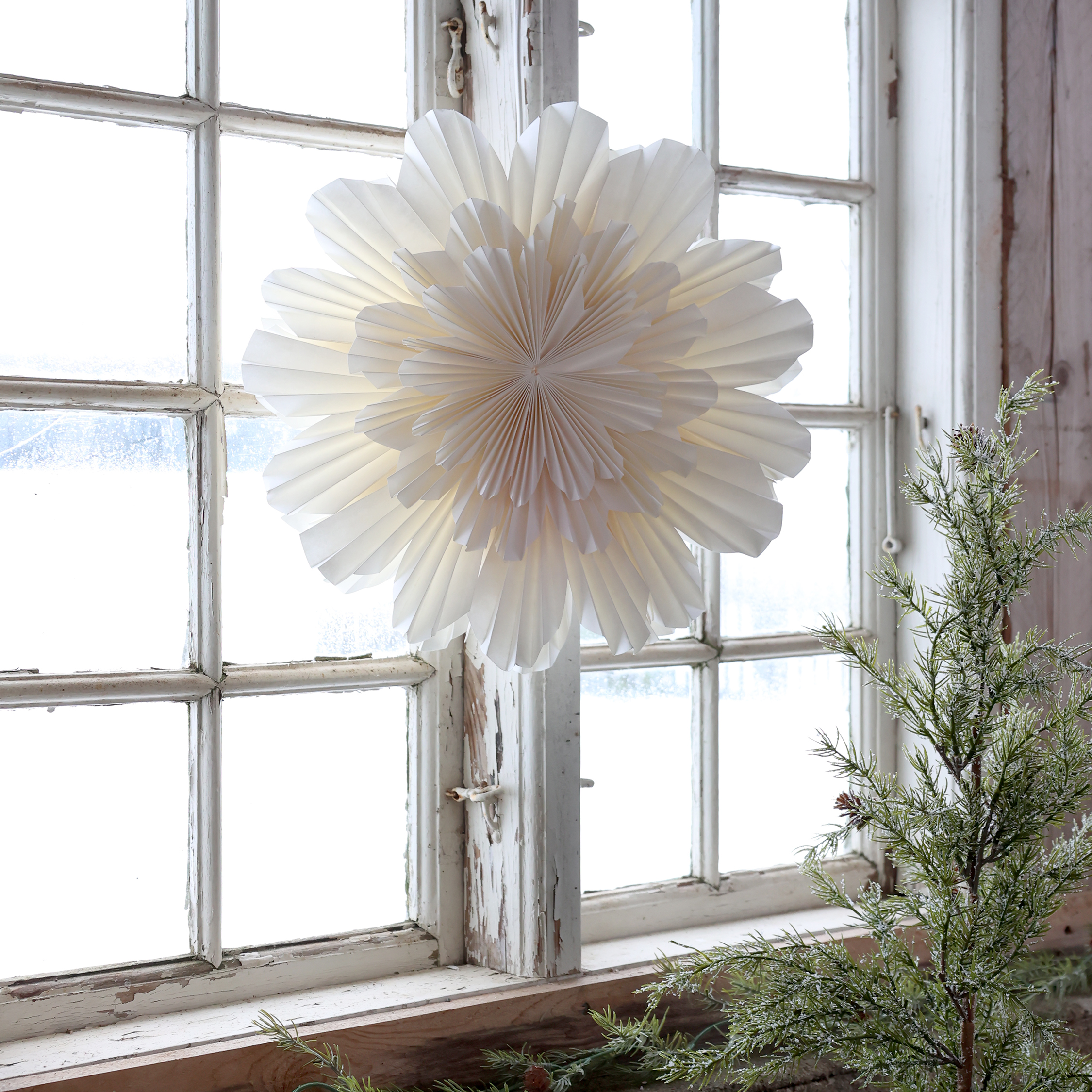 Handgjord Vit Adventsstjärna Stjärna Blomma 40 cm 