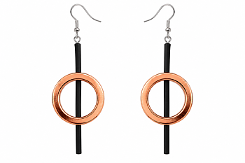 Long Earring Rosegold Hematite 70mm