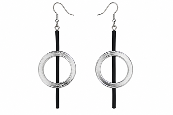 Long Earring silver Hematite 70mm