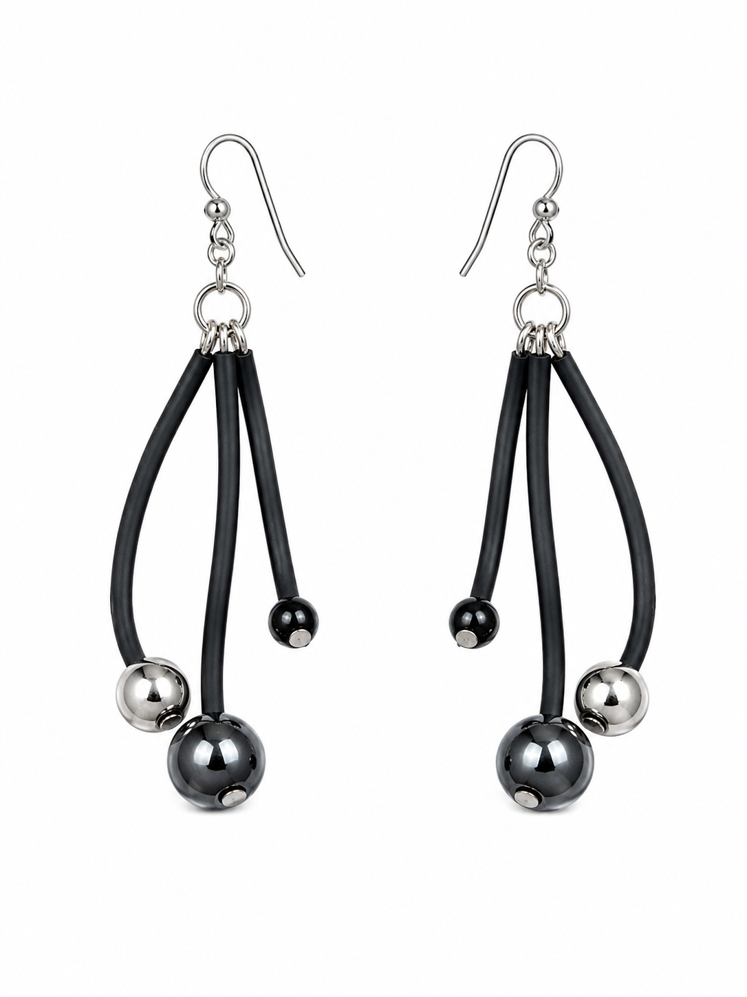 Earring silver Onyx Hematite Mimmi