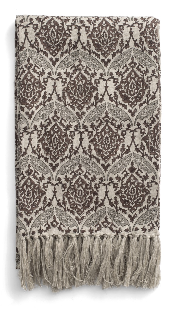 Chamois Linnepläd Kashmir Brown & Grey - 110x180cm