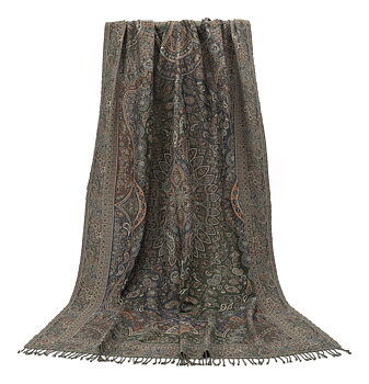 Chamois Ullpläd Jaisalmer Light Blue & Terracotta - 140x200cm - 2