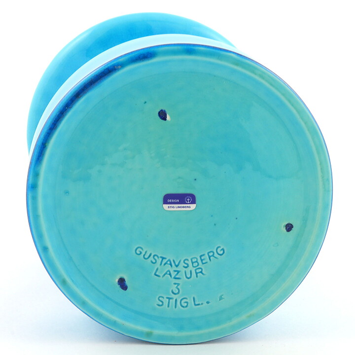 スティグ・リンドベリ  Lazurシリーズ  ターコイズブルーのベース  17cm  1970年