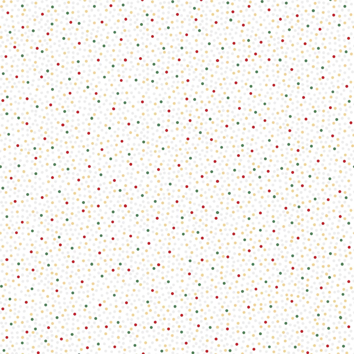 Tyg: White/Multi Dots + gold - "Merry Mix"