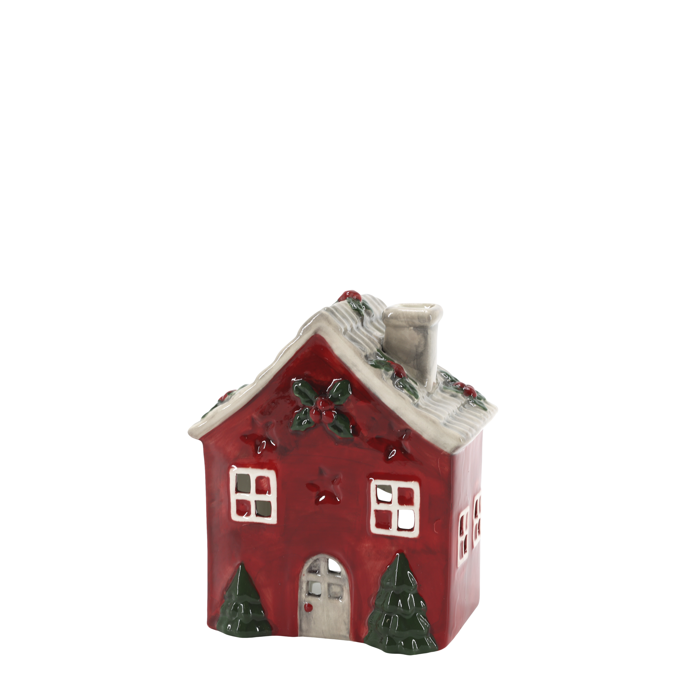 Christmas house with spruce trees - Lantern Red 16,5x13,5 cm - 2