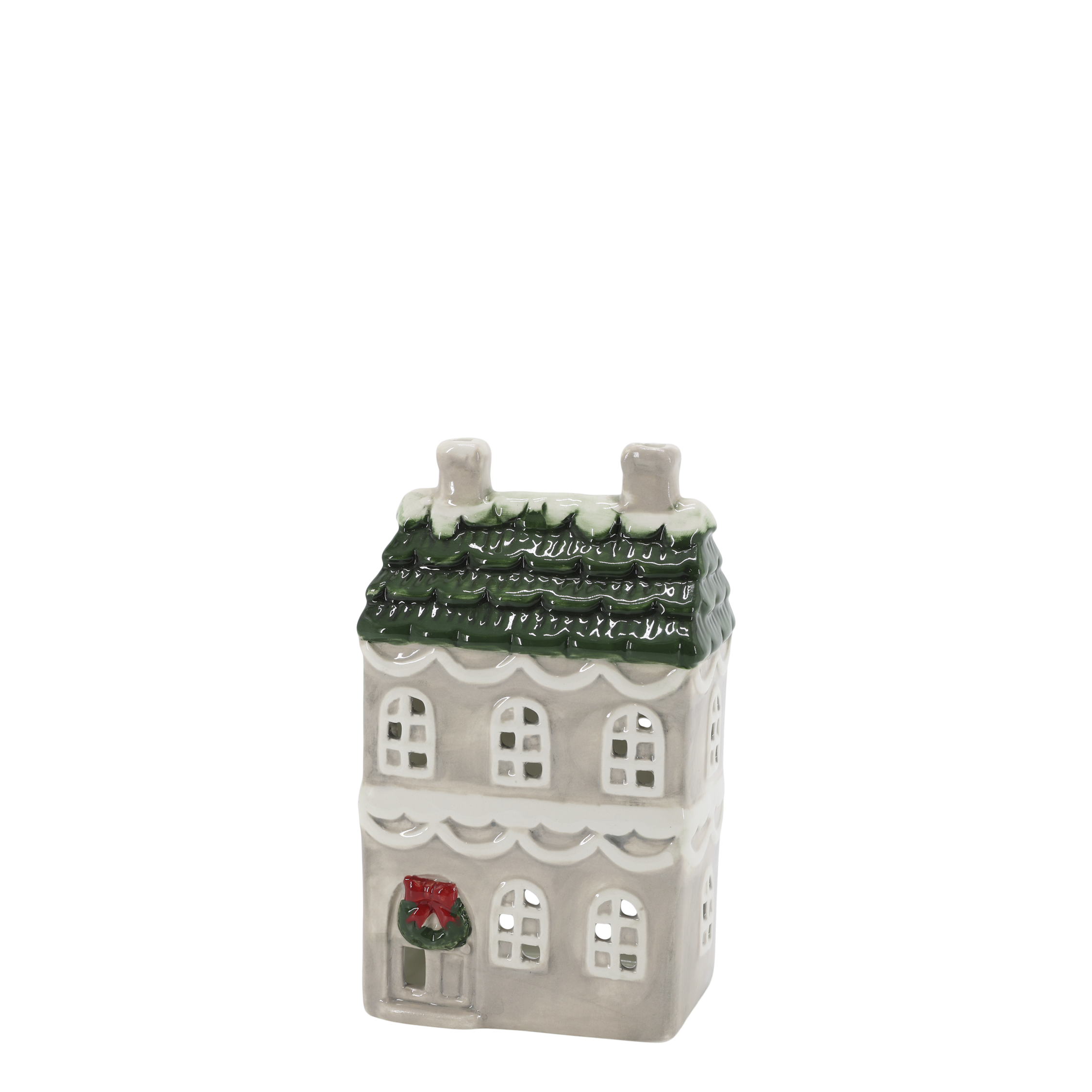 Christmas house with wreath - Lantern Grey 17x10 cm - 2