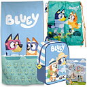 Bluey Set för Barn – Ryggsäck, Handduk, Gympapåse och 4-suddgummin