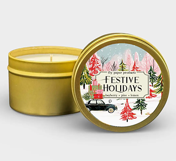 Bookish Holiday : Festive Holidays Candle - Doftljus i plåtburk (myrten, cederträ, citrus)