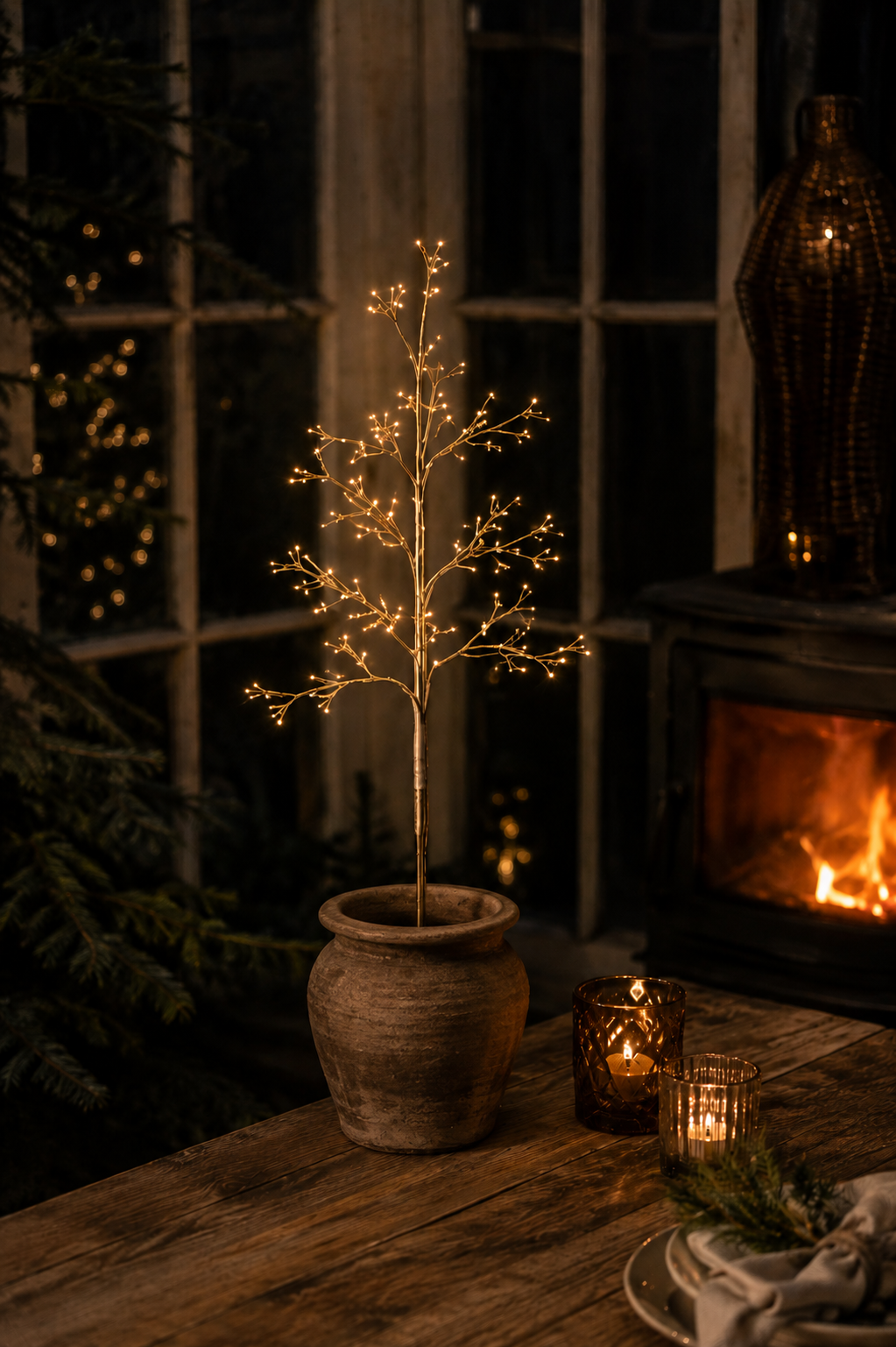 LED tree with branches for outdoor use Champagne 70 cm – 140 lights