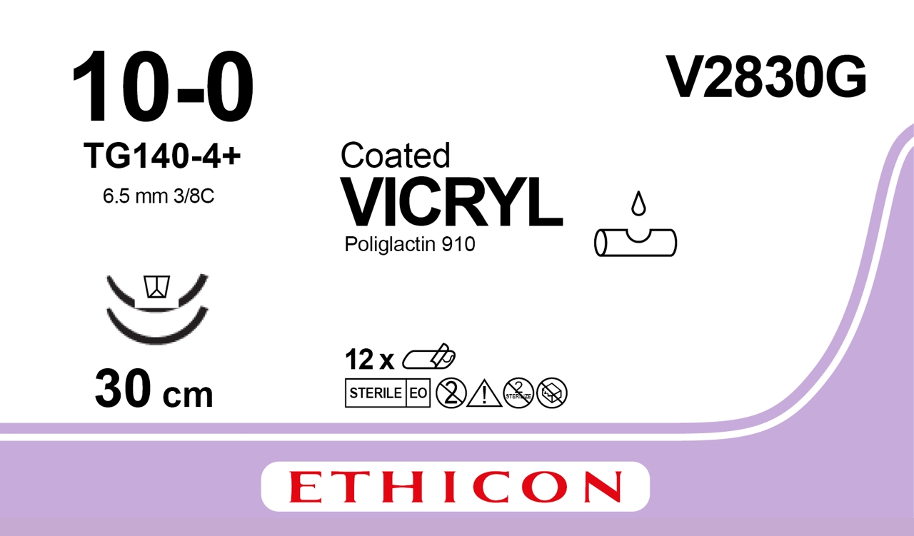 Vicryl sutur 10-0, V2830G, 2XTG140-4+ 1x30 cm violet