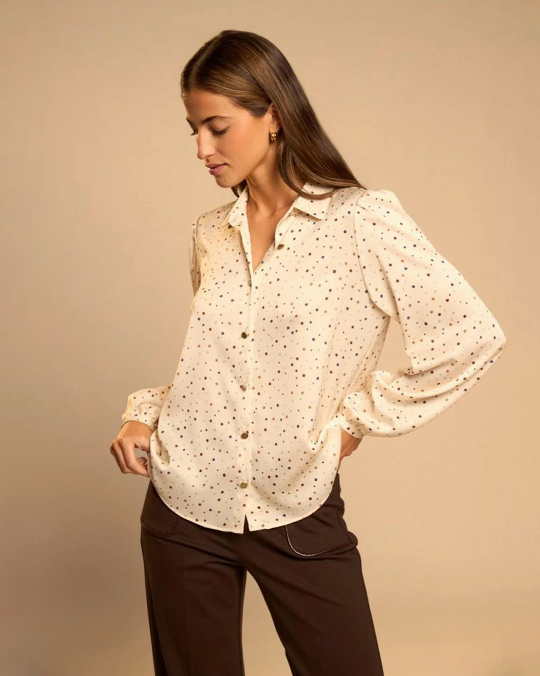 Blus Peara prickig beige/multi - 2