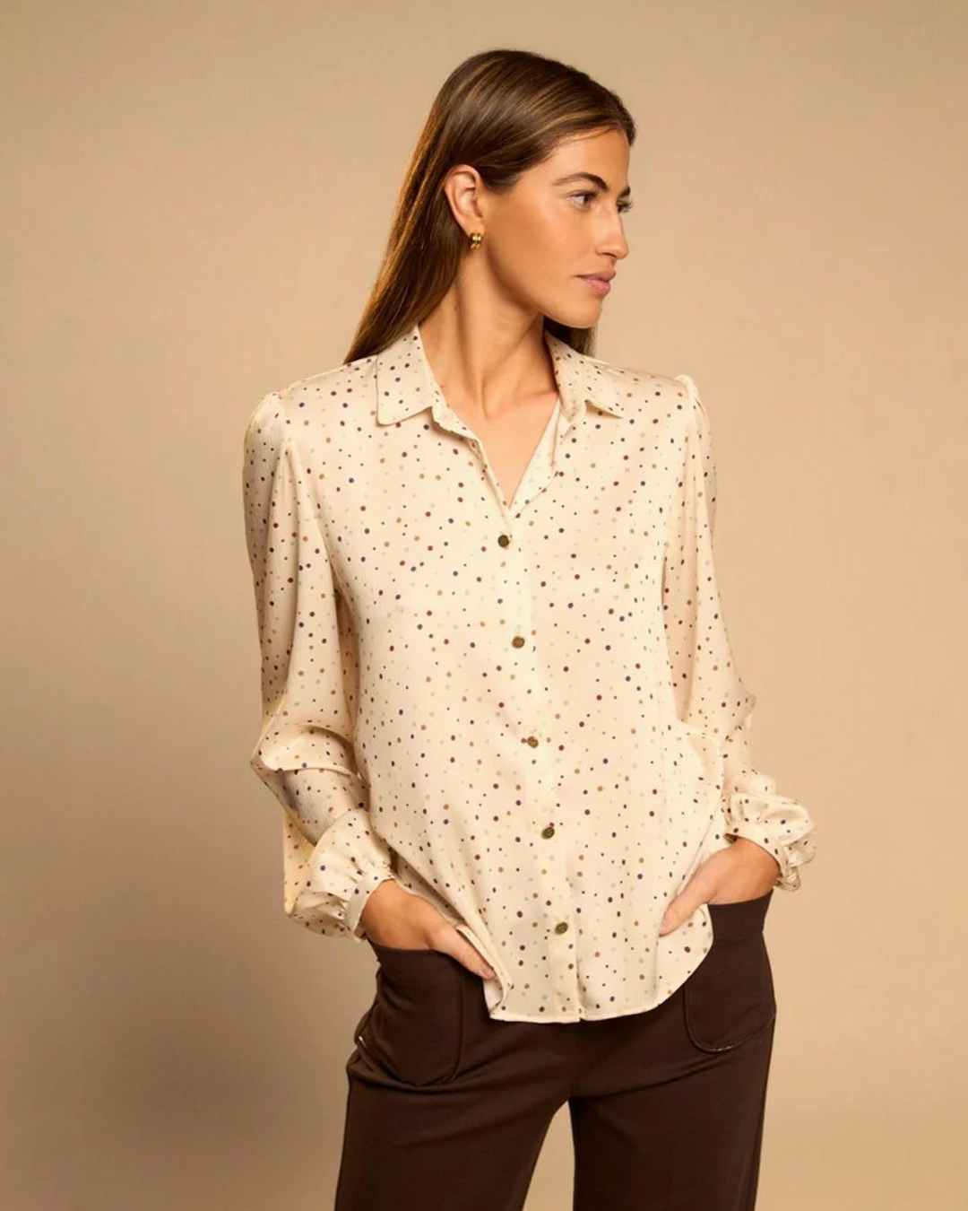 Blus Peara prickig beige/multi - 3