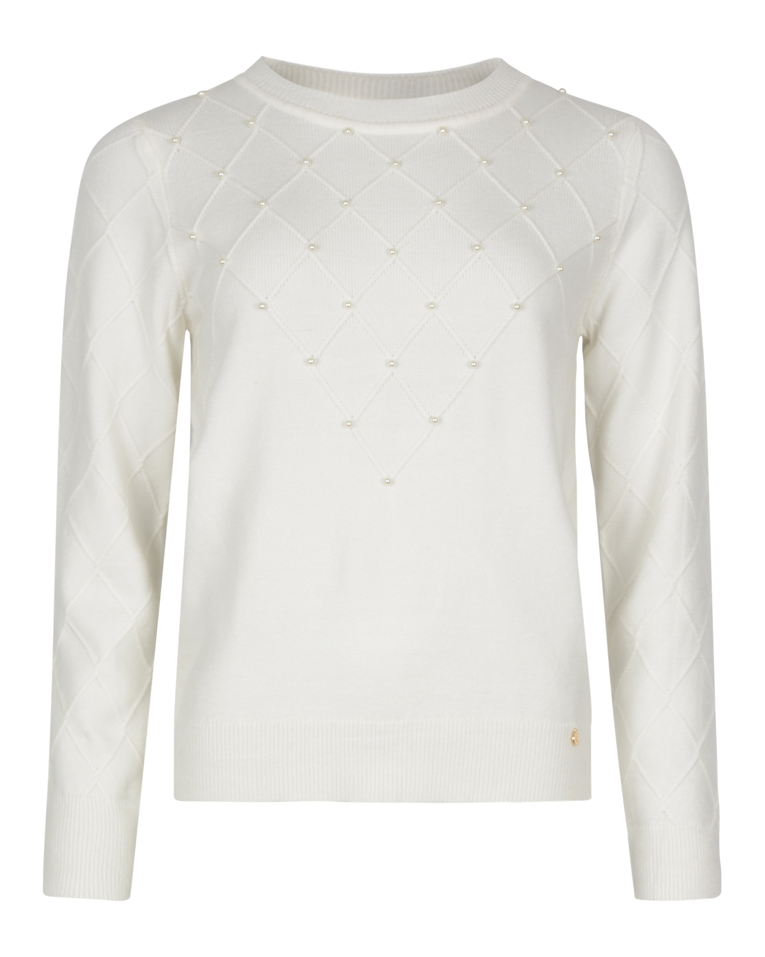 Jumper pärlor & rutmönster offwhite