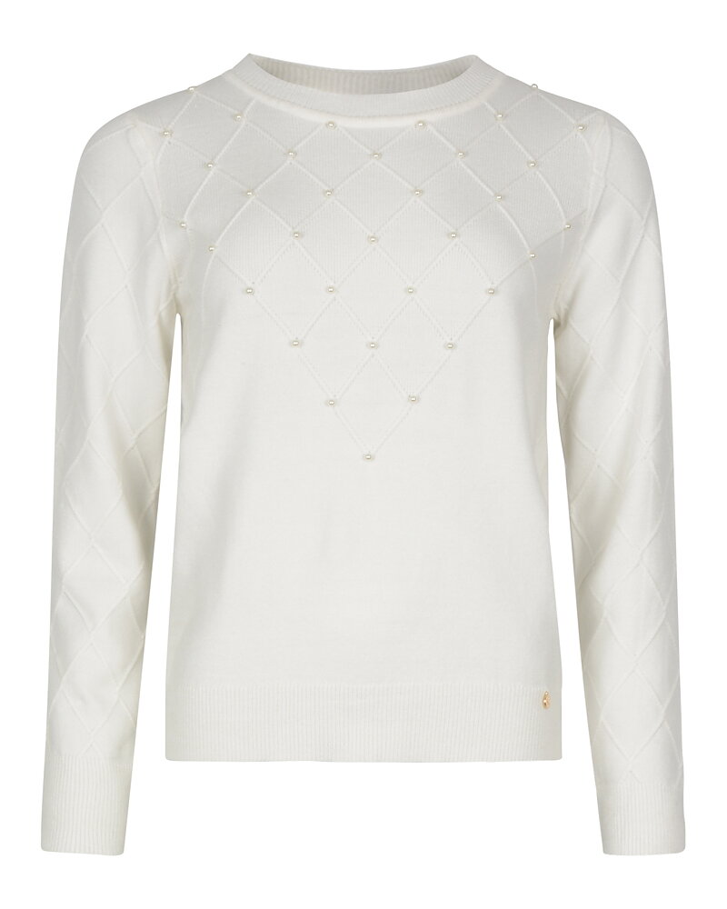Jumper pärlor & rutmönster offwhite