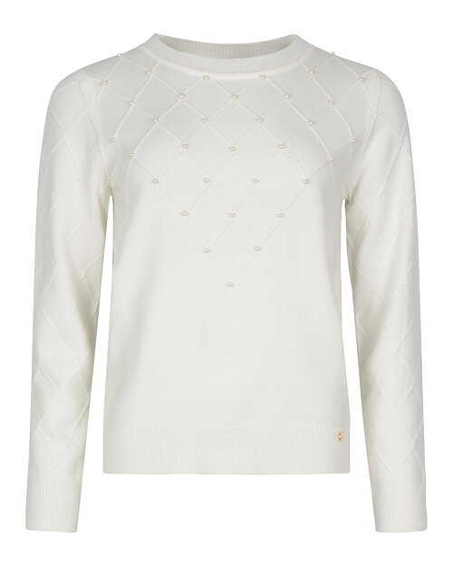 Jumper pärlor & rutmönster offwhite