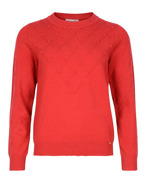 Jumper pärlor & rutmönster röd