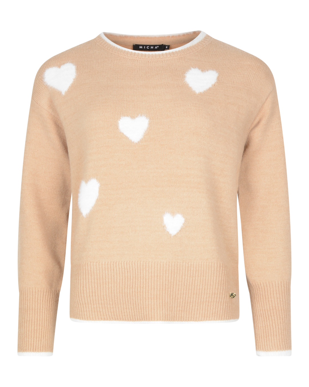Jumper beige med vita hjärtan