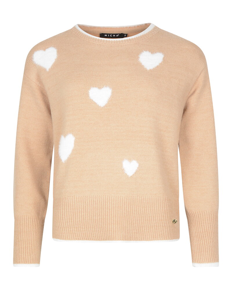 Jumper beige med vita hjärtan