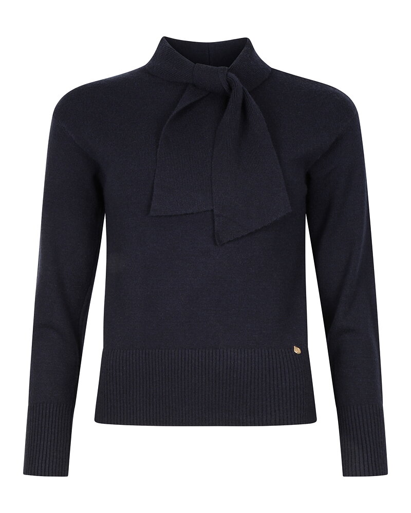 Jumper med knutkrage marinblå
