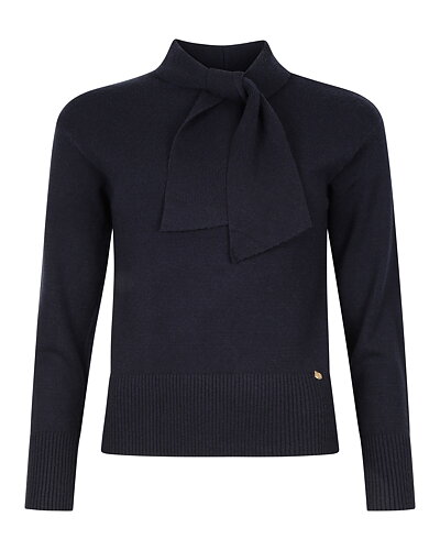 Jumper med knutkrage marinblå