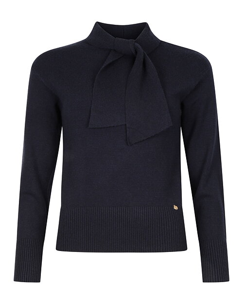 Jumper med knutkrage marinblå