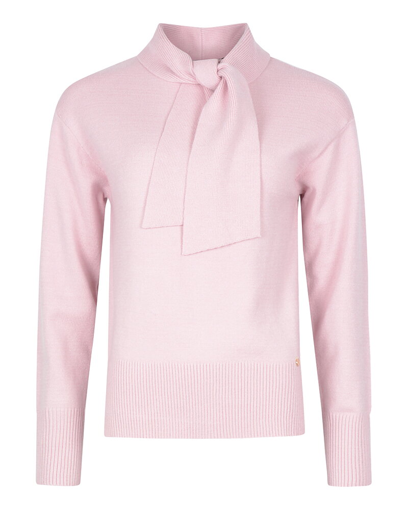 Jumper med knutkrage ljusrosa