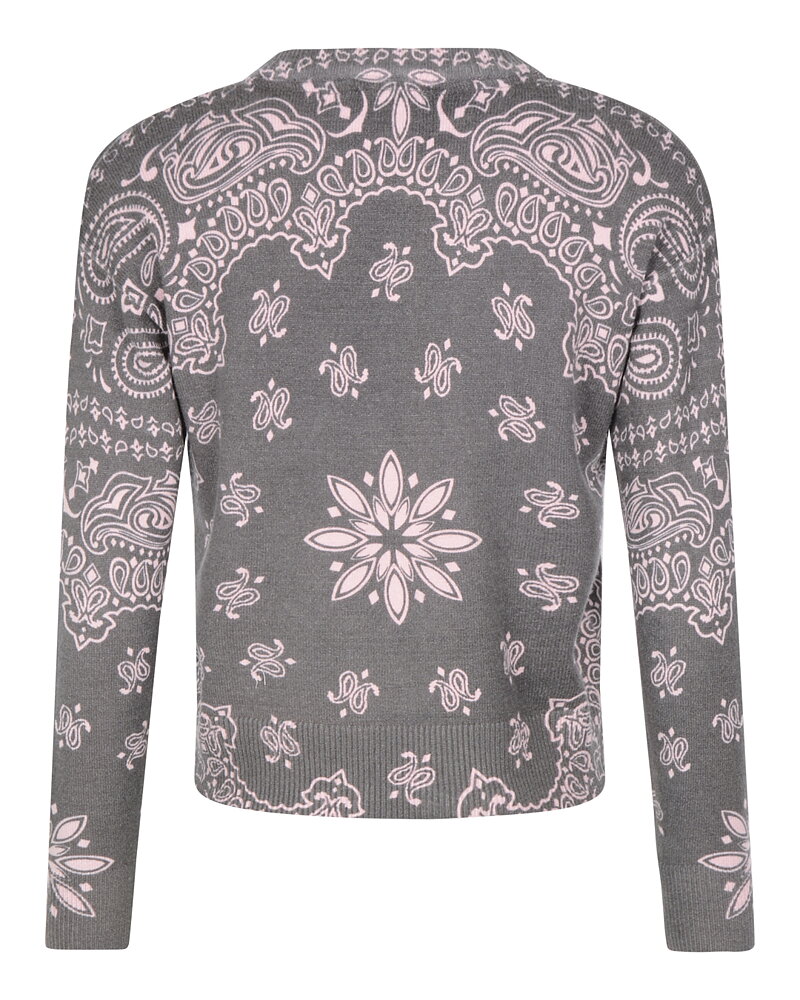 Jumper rundringad mönstrad ljusrosa/grå