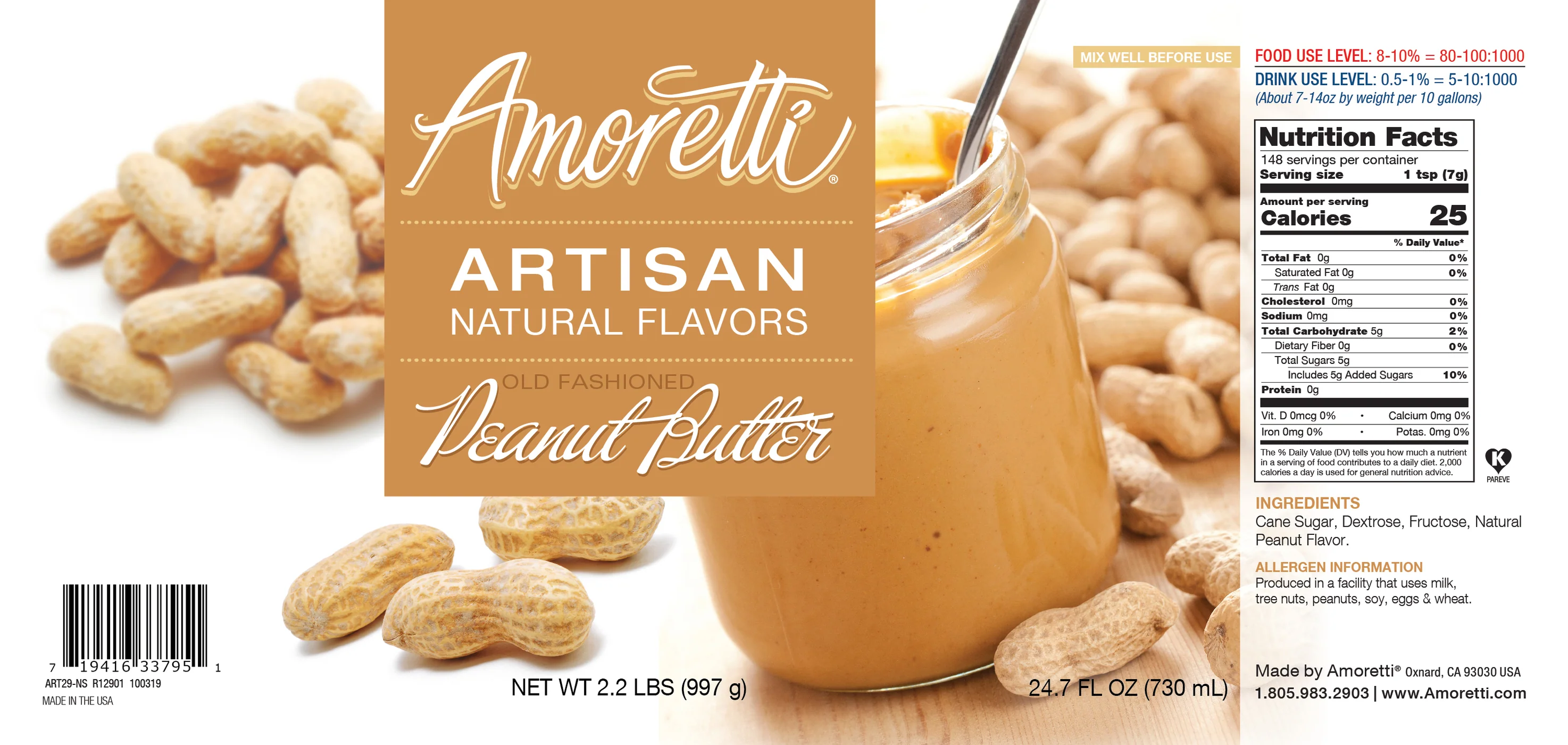 Peanut Butter, Amoretti Artisan, 226 g, SALG - 2