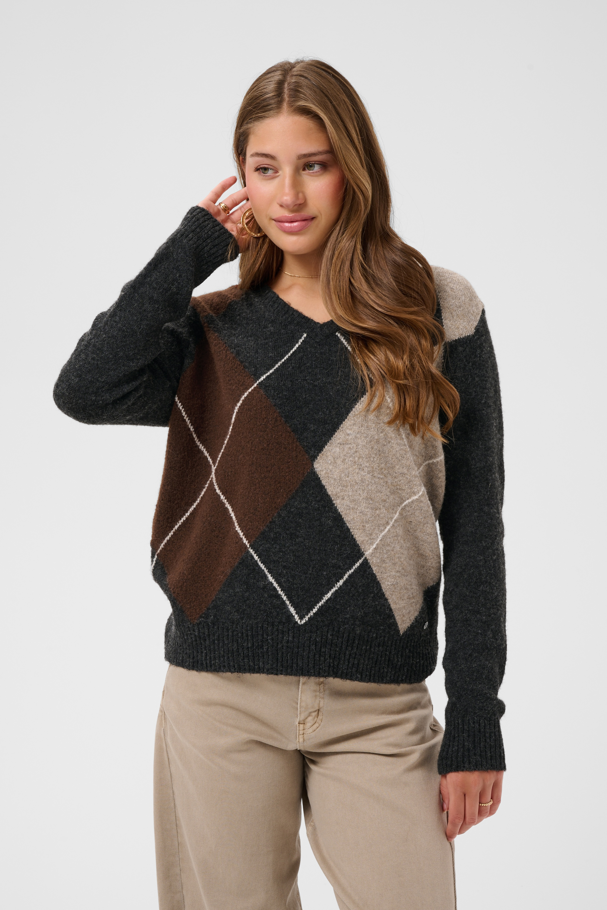 CRHope Knit Pullover Stickad Tröja med Argylemönster