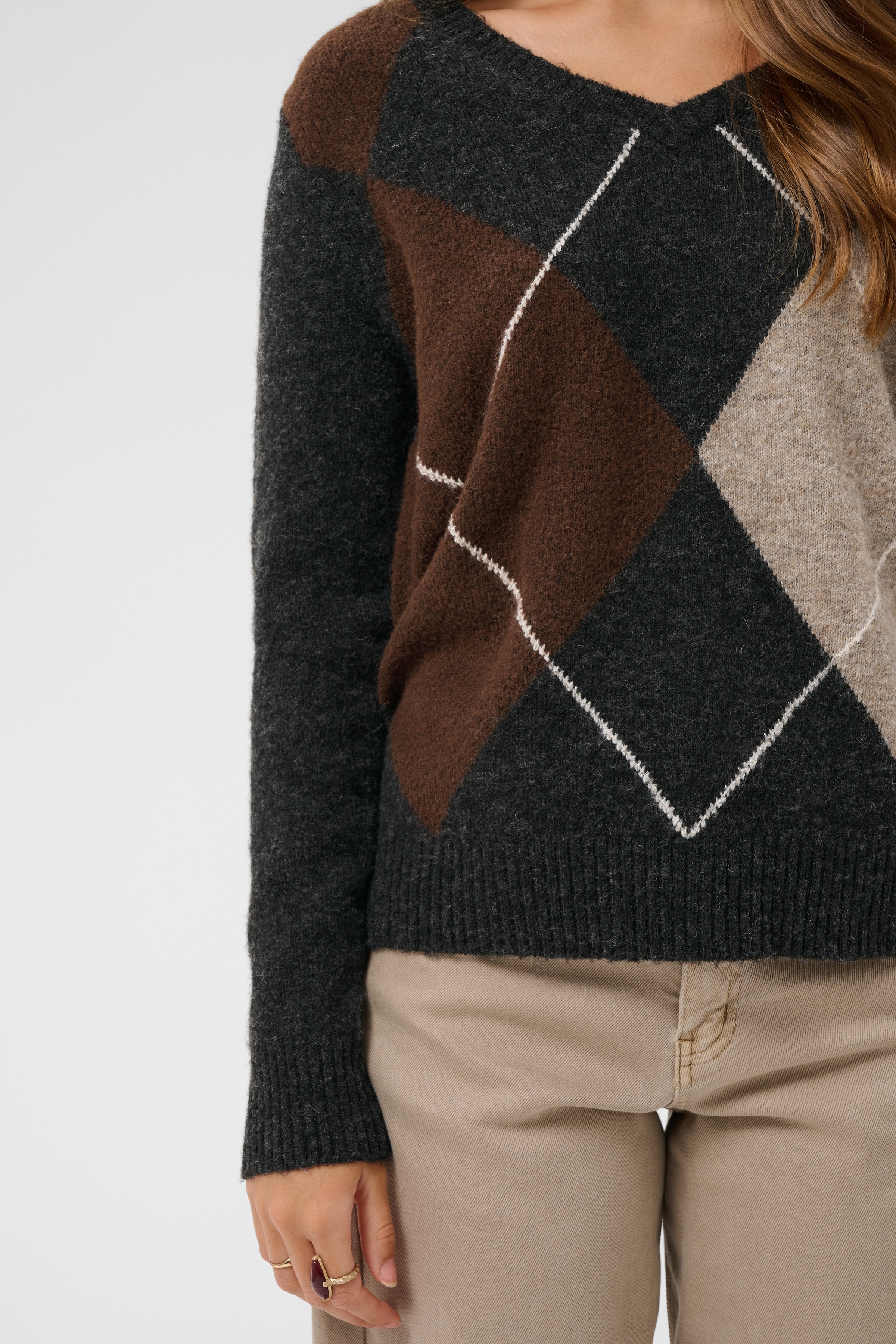 CRHope Knit Pullover Stickad Tröja med Argylemönster - 4