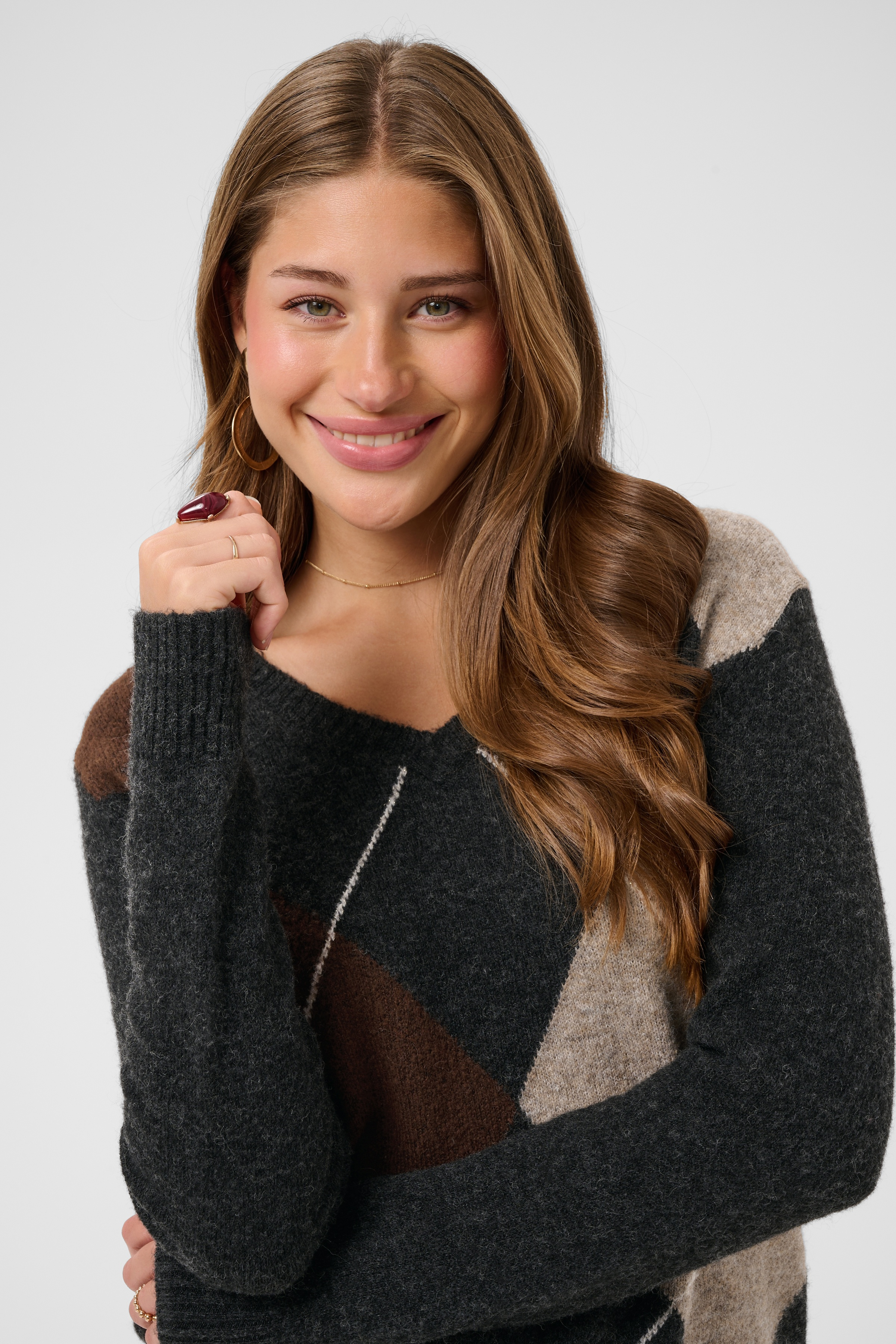 CRHope Knit Pullover Stickad Tröja med Argylemönster - 5
