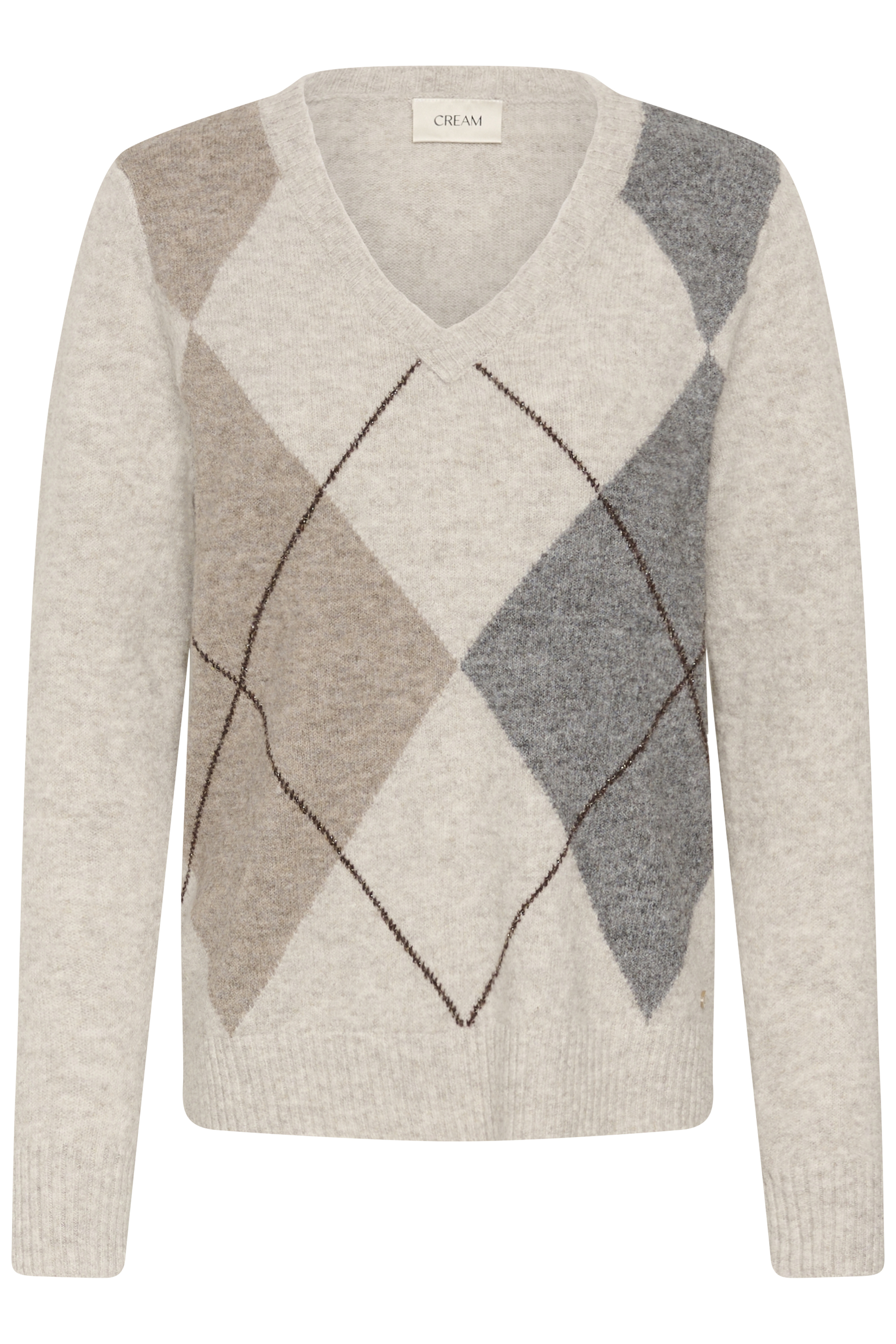 CRHope Knit Pullover Havrefärgad Stickad Tröja med Argylemönster - 6