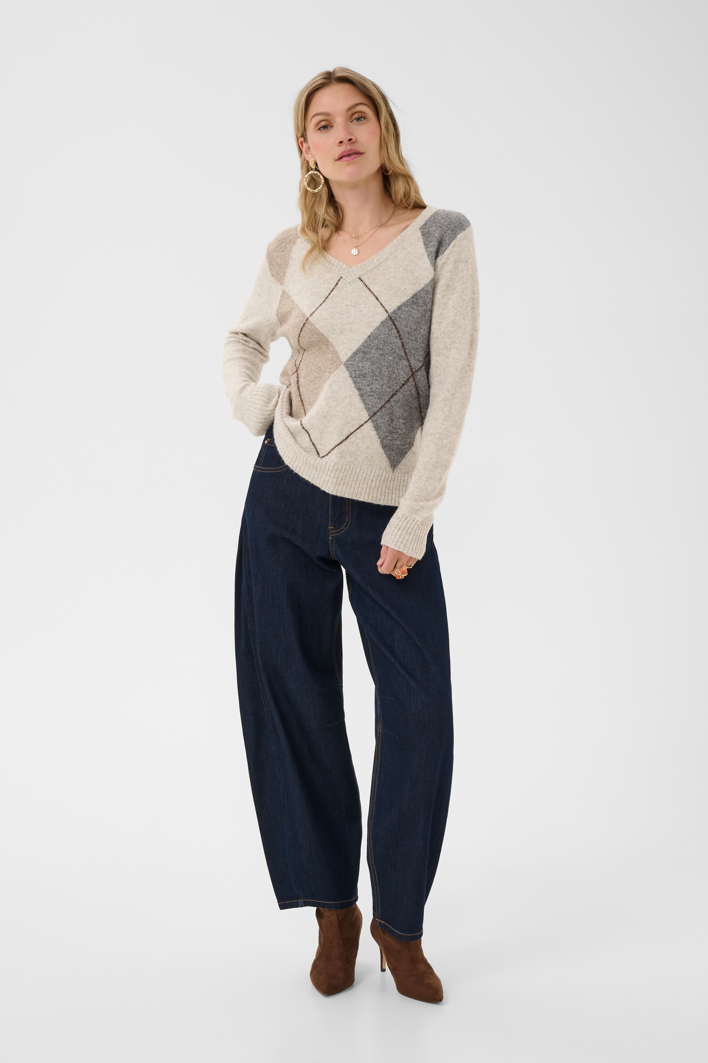 CRHope Knit Pullover Havrefärgad Stickad Tröja med Argylemönster