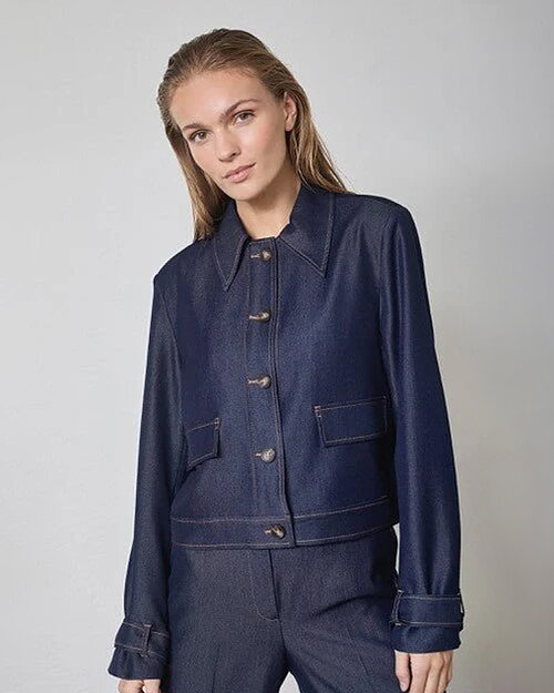 Jeansjacka Terry tunn mörk denim