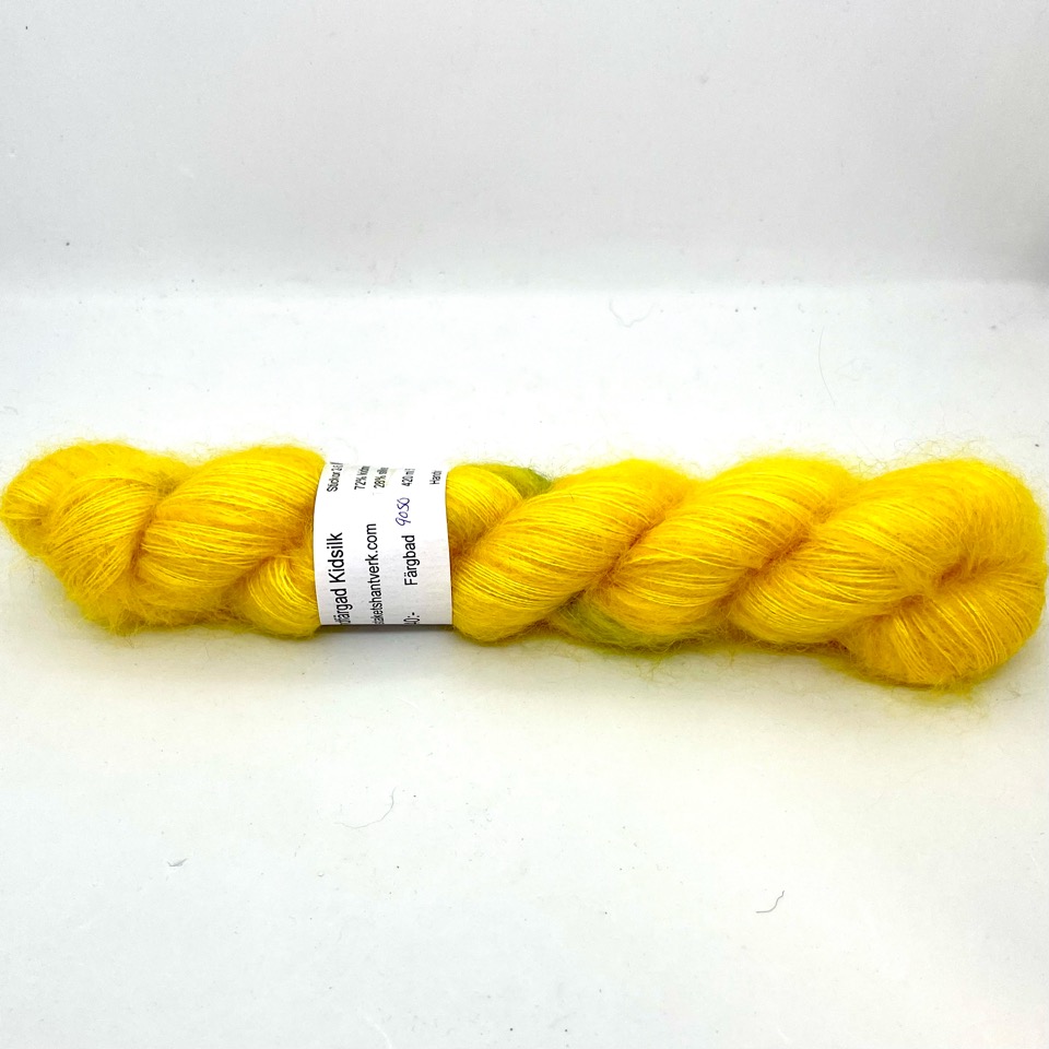 Handfärgad Kidsilk  gul med hint av grönt - 3